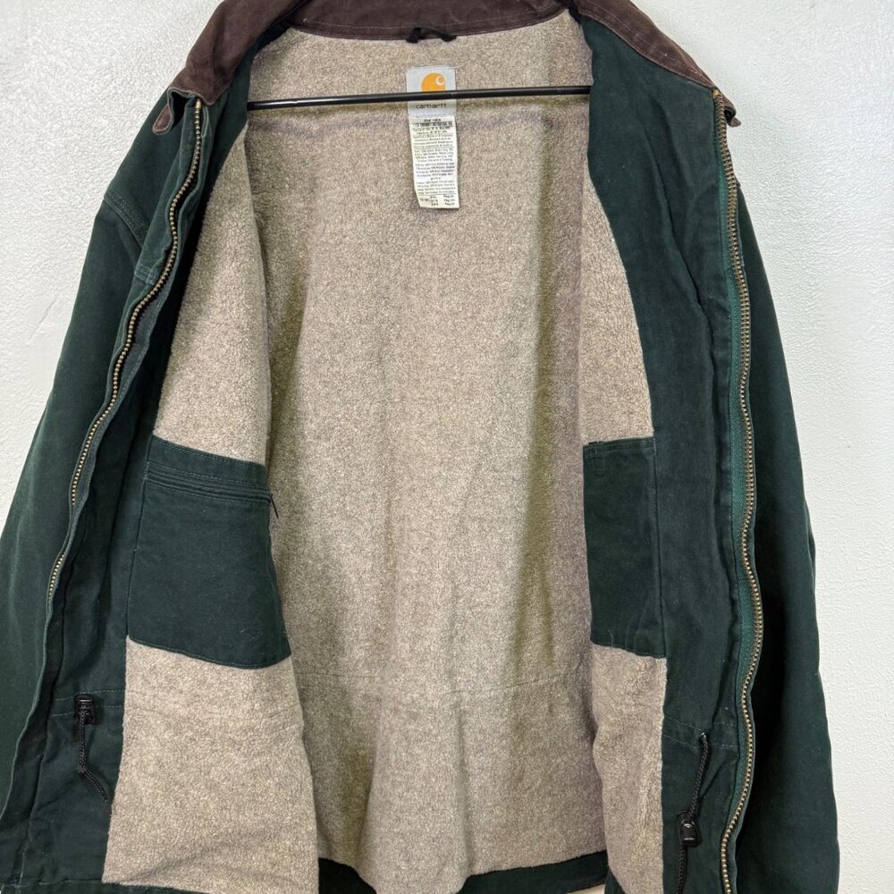 Carhartt C61 SPC Spruce Green Mens 2XL R Sherpa Lined Work Jacket Canvas Chore - Picture 3 of 16